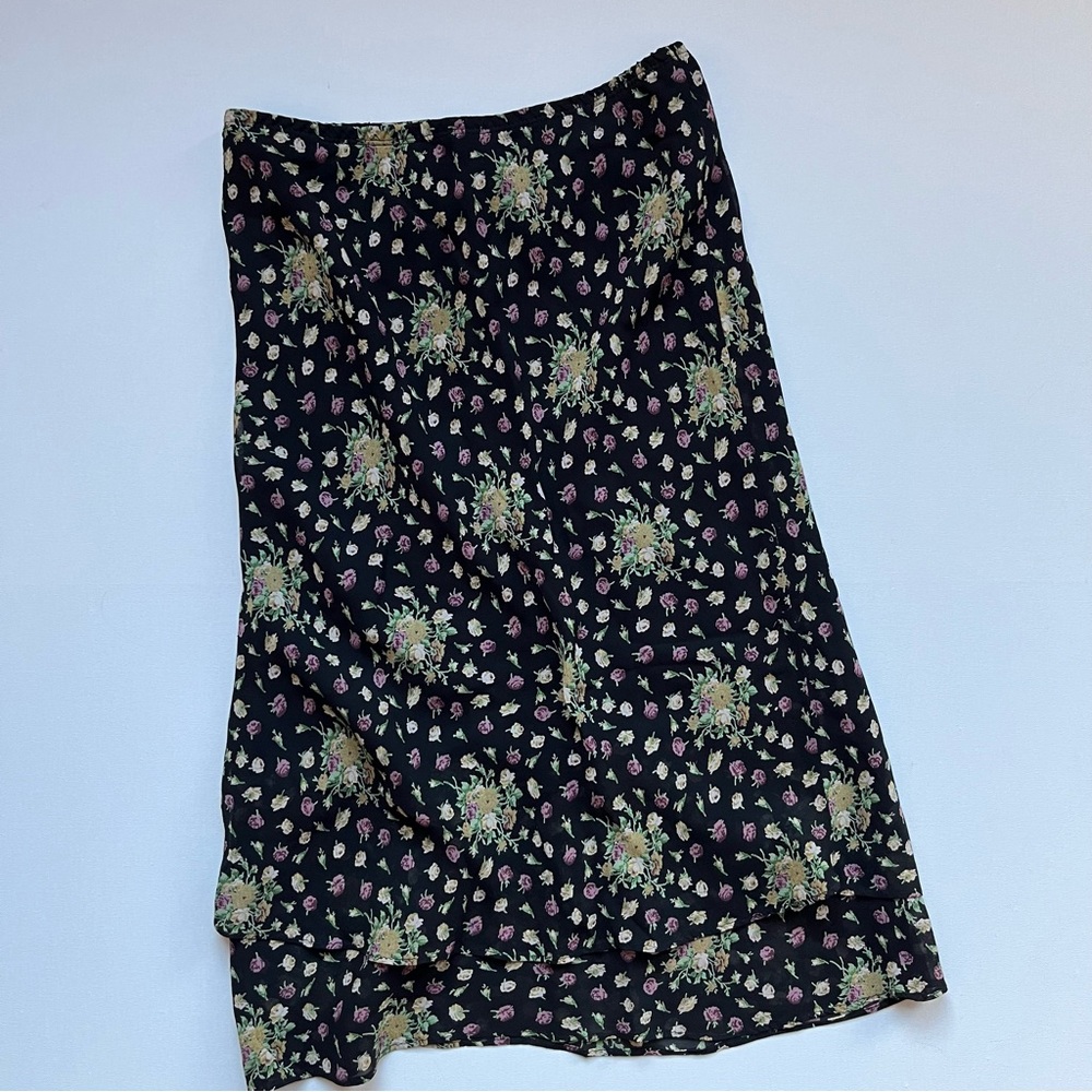Vintage Black Floral Slip Skirt